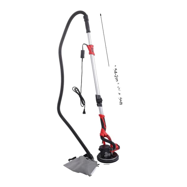 Elektrisk Støvfrit Gipspladesliber, 850W Effekt, 800-1800 RPM Hastighedsområde, Justerbar Længde 1,54-2 m,Rød