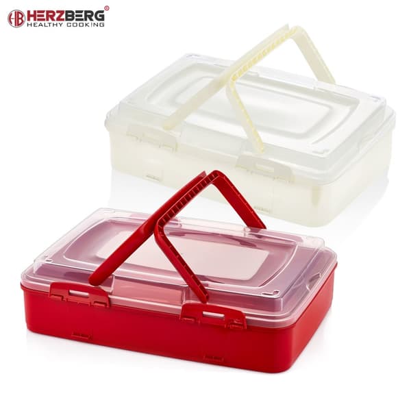 Herzberg transportboks for takeaway-kaker i ett nivå, rød