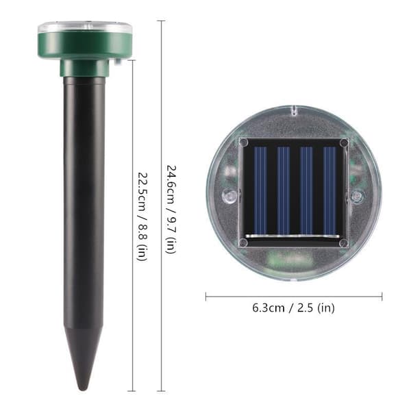 4st rund 400-1000Hz soldriven ultraljudsskydd mot skadedjur, trädgård råttavvisande, IP65 vattentät, enkel och säker att använda