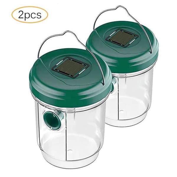 2 stycken Solar Green Bee Trap Insektsfälla Insektsavvisande verktyg Lämpligt för utomhusbalkong Trädgårdsterrass