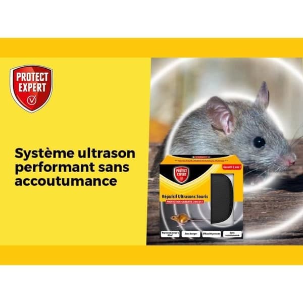 SKYDDA EXPERT - ULTRASOU - Ultraljudsmus - Vågavvisande för möss - Utan beroende - Avvisar upp till 80m²