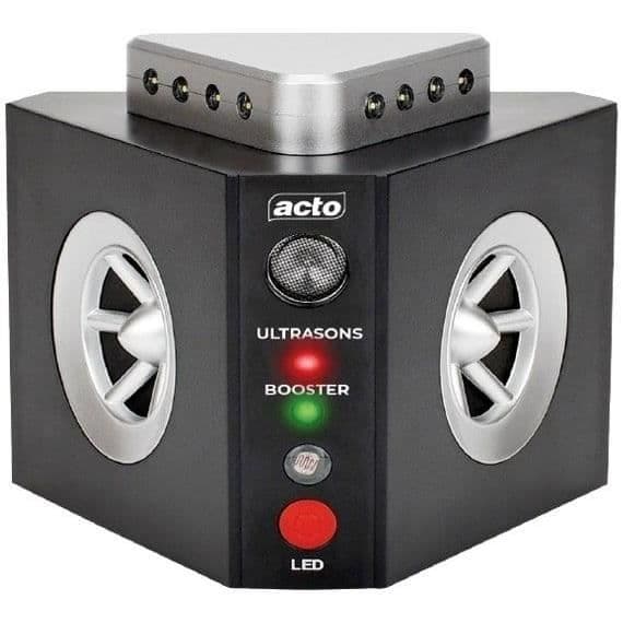 Ultraljudsrepellents 3 i 1 - ACTO - 300 m² - Maxi täckning & stor vinkel för råttor - Möss - Sorkar - Lérots