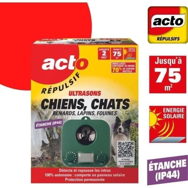 Ultraljudsavstötare för hund och katt - ACTO - Solcellssystem
