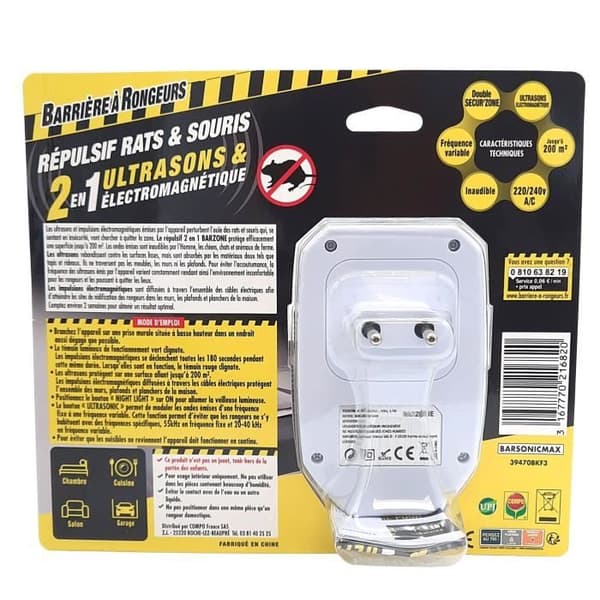 Ultrasonic Electomagne repellent mot råttor och möss - GNAGARBARRIER
