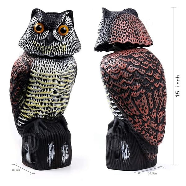 INN Fake Owl 16x15x38cm med lysande ögon Uggla lockbete Realistisk simulering av fågelskrämmremedel för att skrämma duvor fåglar