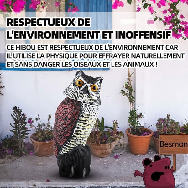 INN Fake Owl 16x15x38cm med lysande ögon Uggla lockbete Realistisk simulering av fågelskrämmremedel för att skrämma duvor fåglar
