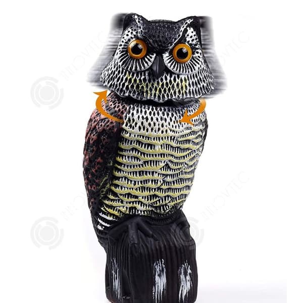 INN Fake Owl 16x15x38cm med lysande ögon Uggla lockbete Realistisk simulering av fågelskrämmremedel för att skrämma duvor fåglar