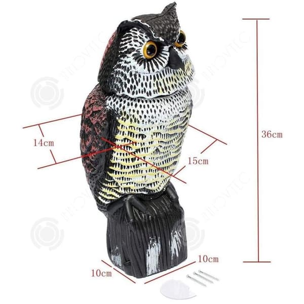 INN Fake Owl 10x15x36cm med självlysande ögon Owl Decoy Realistisk simulering av fågelskrämmremedel för att skrämma duvor och fåglar