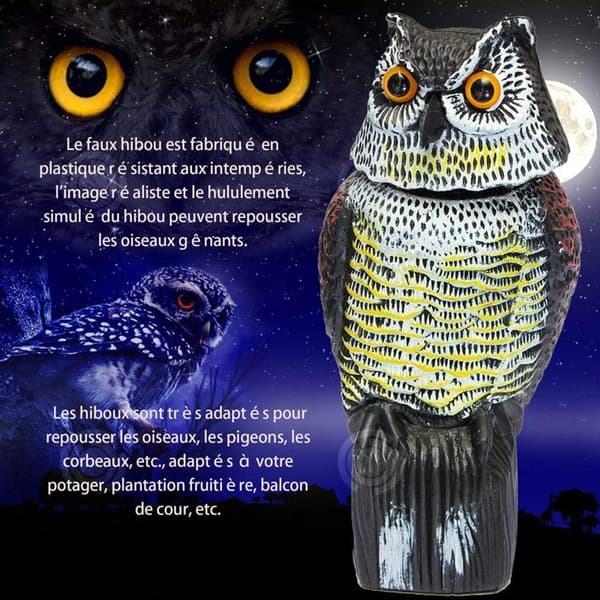 INN Fake Owl 10x15x36cm med självlysande ögon Owl Decoy Realistisk simulering av fågelskrämmremedel för att skrämma duvor och fåglar