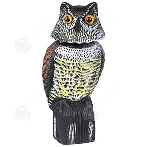 INN Fake Owl 10x15x36cm med självlysande ögon Owl Decoy Realistisk simulering av fågelskrämmremedel för att skrämma duvor och fåglar