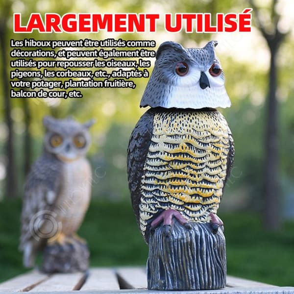 INN Fake Owl 17x17x38cm med självlysande ögon Owl Decoy Realistisk simulering av fågelskrämmremedel för att skrämma duvor och fåglar