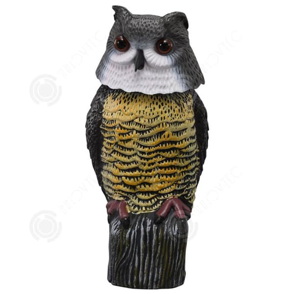 INN Fake Owl 17x17x38cm med självlysande ögon Owl Decoy Realistisk simulering av fågelskrämmremedel för att skrämma duvor och fåglar