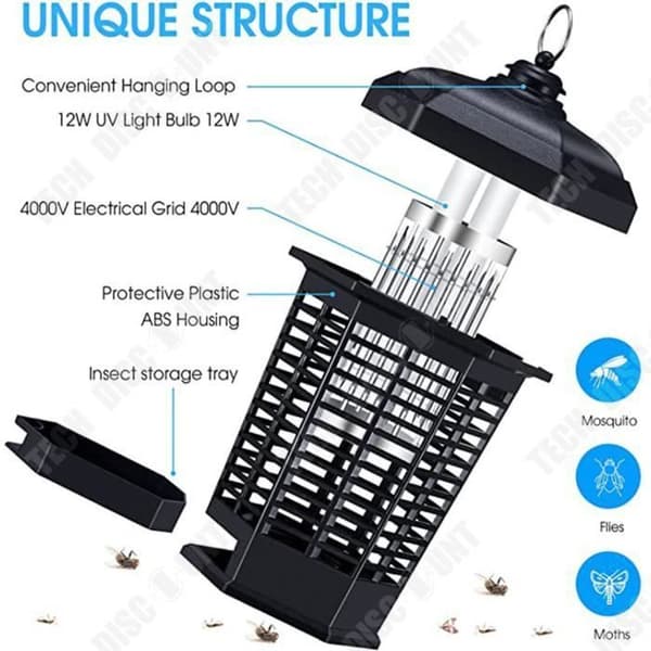 TD® Mosquito Killer Lamp 12W 4200V Mosquito Killer Lamp IPX4 Vattentät Hem Utomhus