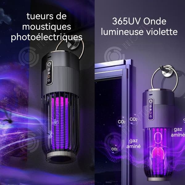 INN Myggmedel 2 i 1 1200mAh solbelyst campinglampa myggmedel hopfällbar Ultrasons avskräckare Laser