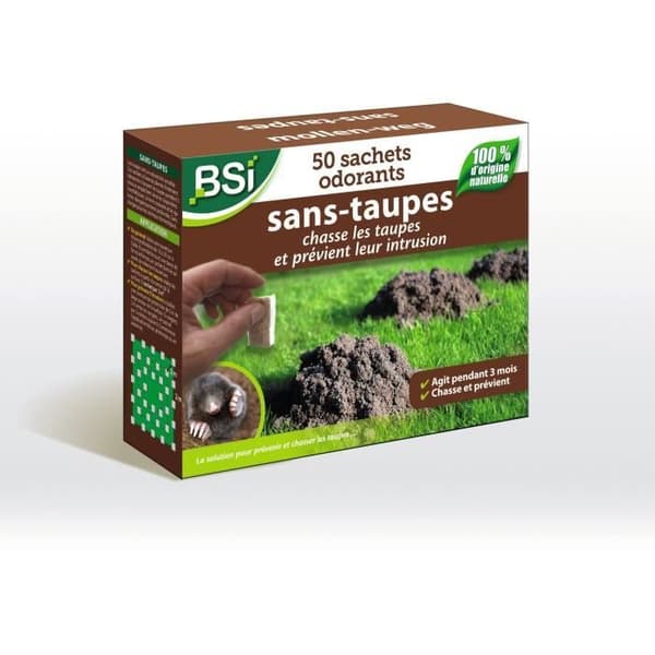 BSI - 50 påsar - Granuler Anti Mullvad - 100% Naturlig - I upp till 4 månader - Förebyggande och Kurativ - För 100m² Yta
