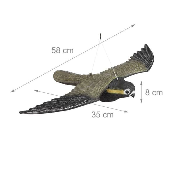 Relaxdays Raptor hök anti-duva dekoration fågelskrämma fåglar alarmist duva trädgård figur