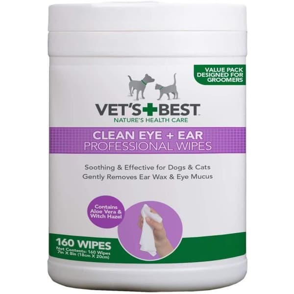 Vets Best Professionella Rengöringsservetter för Ögon/Öron för Hund/Katt 160 Servetter - 80373-6p