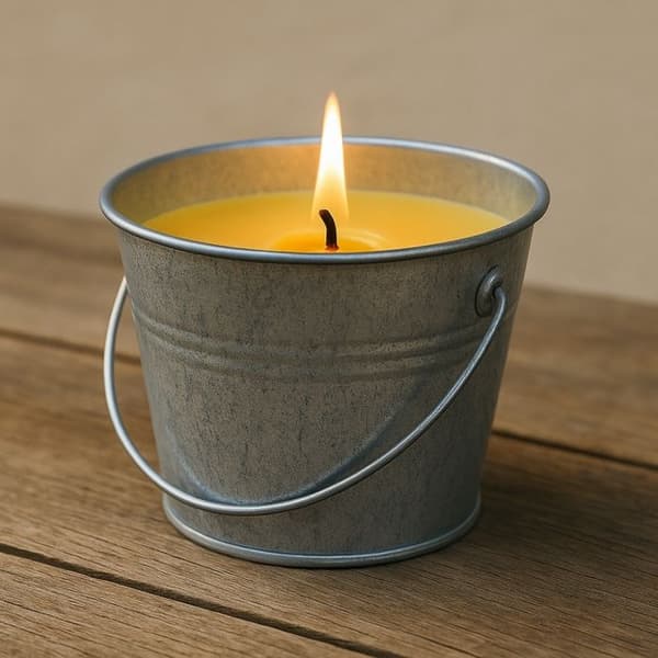 Utomhusavvisande Paket med 4 Citronella-ljus och Metallhink – 12 timmars varaktighet