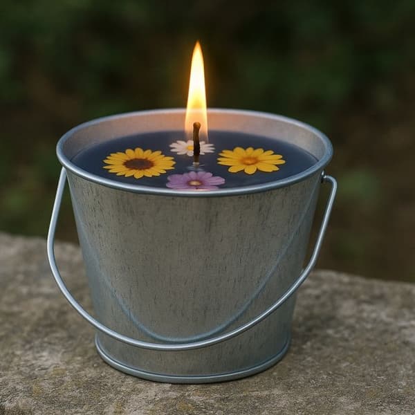 Utomhusavvisande Paket med 4 Citronella-ljus och Metallhink – 12 timmars varaktighet