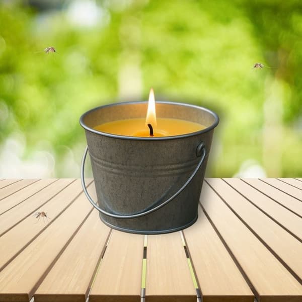 Utomhusavvisande Paket med 4 Citronella-ljus och Metallhink – 12 timmars varaktighet