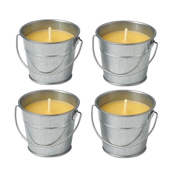 Utomhusavvisande Paket med 4 Citronella-ljus och Metallhink – 12 timmars varaktighet