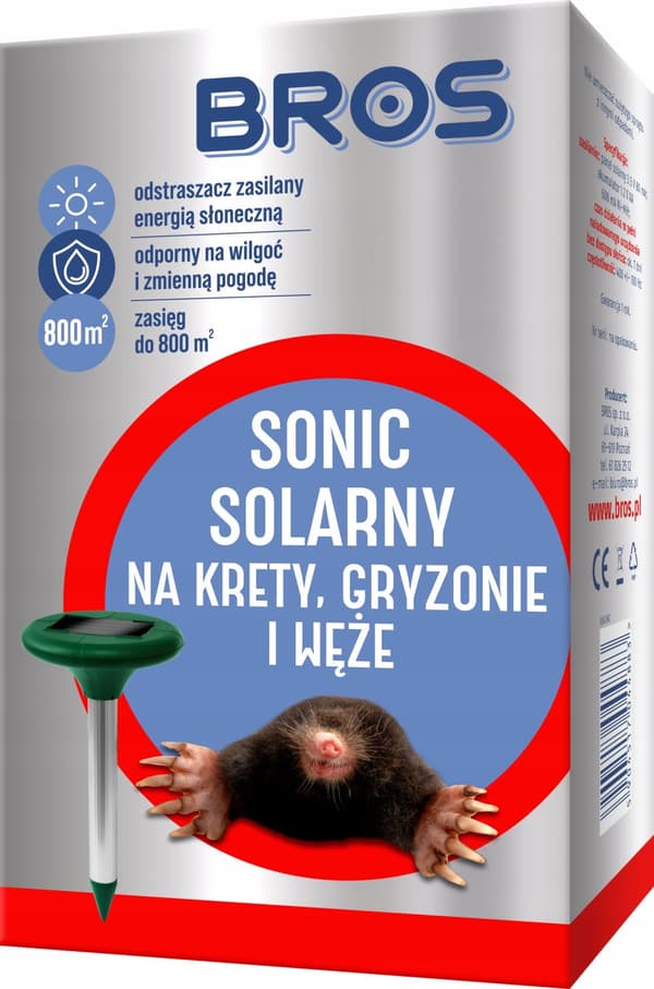 BROS SONIC solcelledrevet muldvarpe- og gnaver-slangeafvisende middel 1 stk.