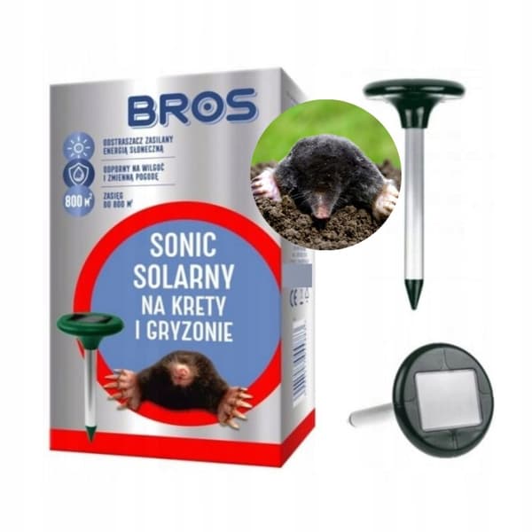 BROS SONIC solcelledrevet muldvarpe- og gnaver-slangeafvisende middel 1 stk.
