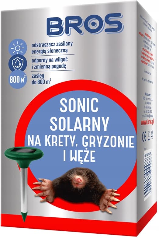 BROS SONIC solcelledrevet muldvarpe- og gnaver-slangeafvisende middel 1 stk.