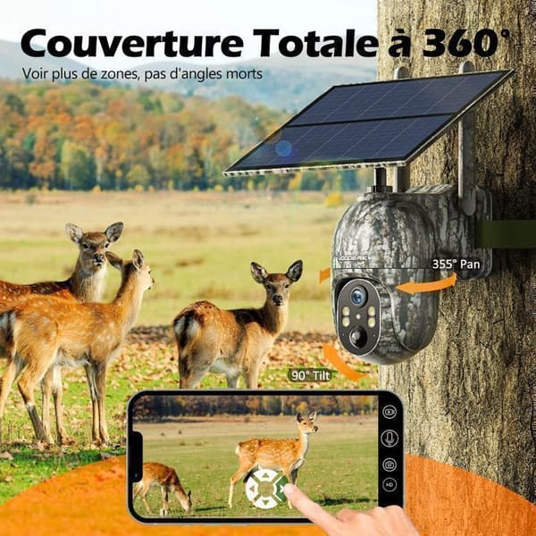 CAMPARK 4G Solcells Jaktkamera Utomhus med SIM-kort 2.5K Trådlös Färg Nattseende Instantanmälan 360° PTZ