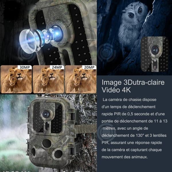 INN 4K IP66 Trail Camera med 64 GB minneskort Natt-infraröd jaktkamera 130 graders rörelseaktivering