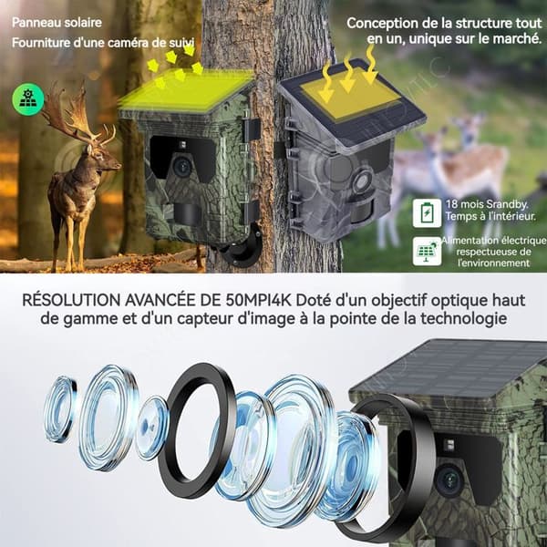 INN Jakkamera 4G 5 miljoner pixlar 4K HD automatisk fotografering detektion fält solpaneler ultra lång standby 18 månader