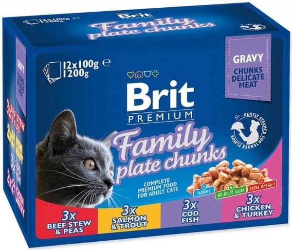 Brit Premium Cat Pouches Family Plate Poultry & Fish 12x100g