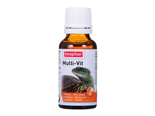 Beaphar Turtle Vit, Skilpadde, Dråper, Generelle helsefordeler, Vitamin A, Vitamin B1, Vitamin B12, Vitamin B2, Vitamin B3, Vitamin B5, Vitamin B6, V