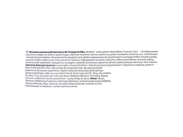 Beaphar XtraVital, Granuler, 1 kg, Kanin, Vitamin A, Vitamin D3, Kopper, Jod, Mangan, Zink, 15%