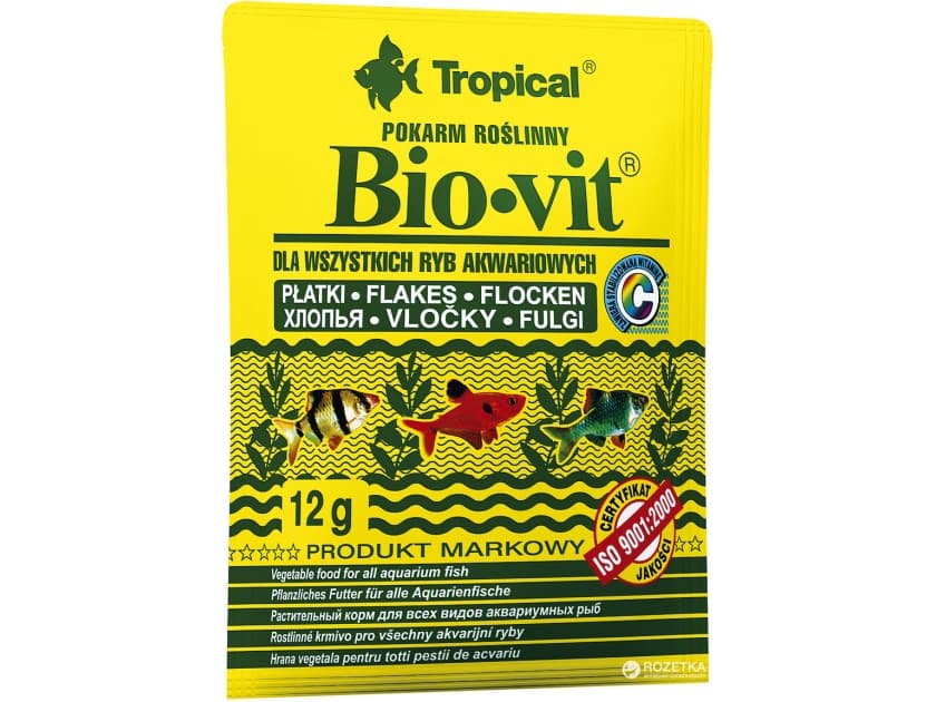 Tropical Bio-Vit, Akvariumfisk, Torr fiskmat, Flingor, Vitamin A, Vitamin C, Vitamin D3, Vitamin E, 43%, 11%