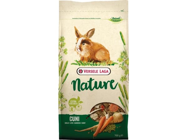 Versele-Laga Cuni Nature, Matbit, 700 g, Kanin, Vitamin A, Vitamin C, Vitamin D3, Vitamin E, Kopper, Kobbersulfat, Jod, Strykejern, Mangan, Selen, Zi
