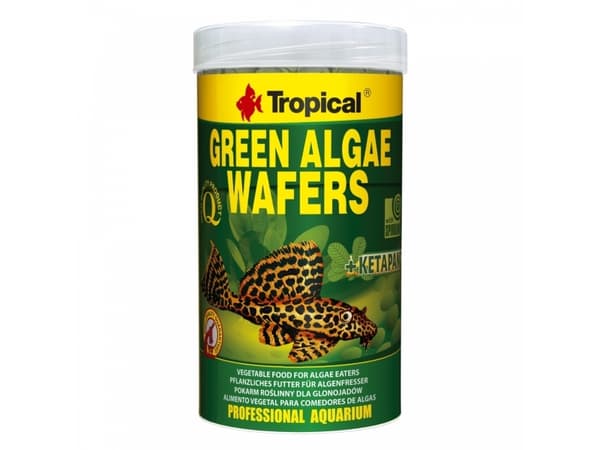 Tropical Green Algae Wafers, Akvariefisk, Tør fiskefoder, Tablet, Vitamin A, vitamin C, vitamin D3, vitamin E, Kobber, Jod, Jern, Mangan, Molybden, S