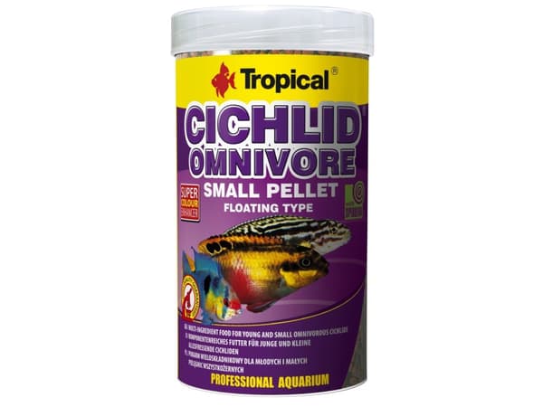 Tropical Cichlid Omnivore Small Pellet, Akvaariokala, Kuiva kalanruoka, Rapea, A-vitamiini, D3-vitamiini, E-vitamiini, 43%, 5%