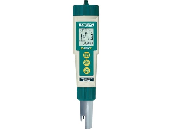 Extech EC500 yhdistelmämittari Liuennut kiintoaine (TDS), johtokyky, pH, suolapitoisuus, lämpötila
