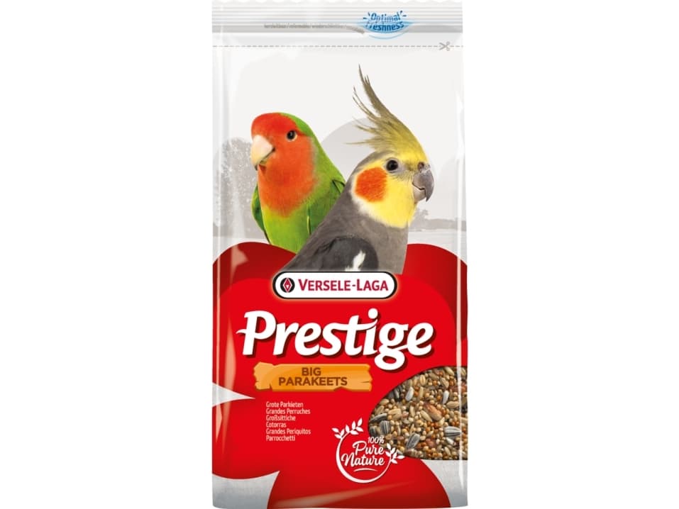 Versele-Laga Big Parakeets 1kg, Frön, 1 kg, Parrot, Vitamin D3, Yellow millet 33.5%, shelled oats 13%, red millet 10%, kardi 8%, canary seed 6%, stri