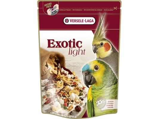 Versele-Laga Parrots Exotic Light Mix 750g, Frön, 750 g, Parrot, Vitamin A, Vitamin D3, Vitamin E, Protein 14%, fat content 16.50%, crude fiber 13.5%