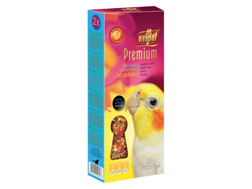 Vitapol Smakers Premium, Frön, 90 g, Parrot, Vitamin A, Vitamin C, Vitamin D3, Vitamin E, Red millet, yellow millet, white millet, linseed, shelled o