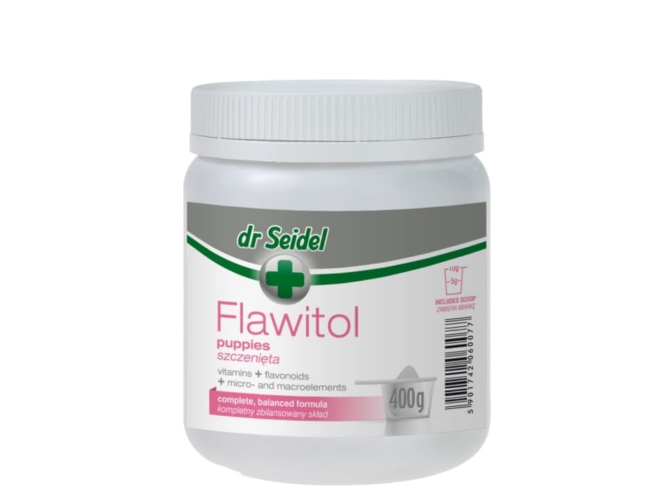 dr Seidel 5901742060077, Hund, Pulver, Allmän hälsa, Valp, Vitamin A, Vitamin B1, Vitamin B12, vitamin B2, vitamin B6, vitamin D3, vitamin E, dikalci