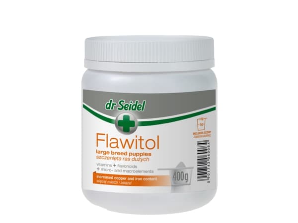 dr Seidel 5901742060084, Hund, Pulver, Generelle helsefordeler, Valp, hydrolysed animal protein Additives (content in a dose of 10 g): flavonoids 20