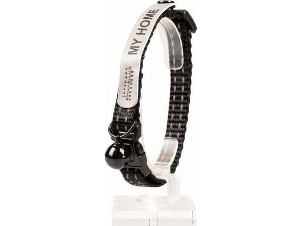 DUVO + DUVO + "MY HOME" CAT COLLAR WITH ADDRESS BAG BLACK 20-30cm/10mm 11158