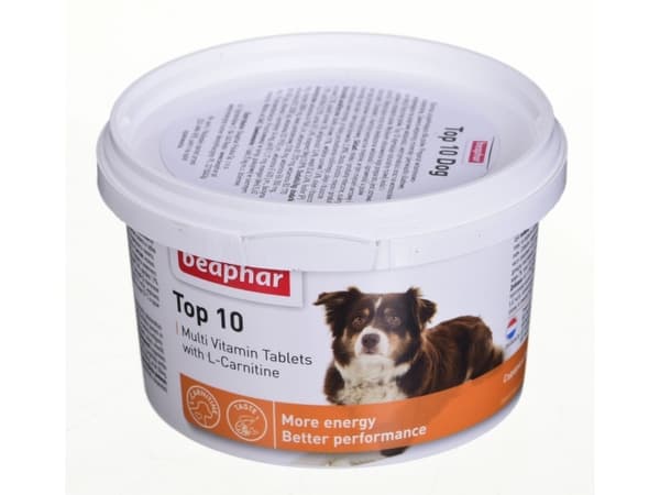 Beaphar Top 10, Hund, Blokk, Generelle helsefordeler, Vitamin A, Vitamin B1, Vitamin B12, Vitamin B2, Vitamin B3, Vitamin B6, Vitamin D3, Vitamin E,.