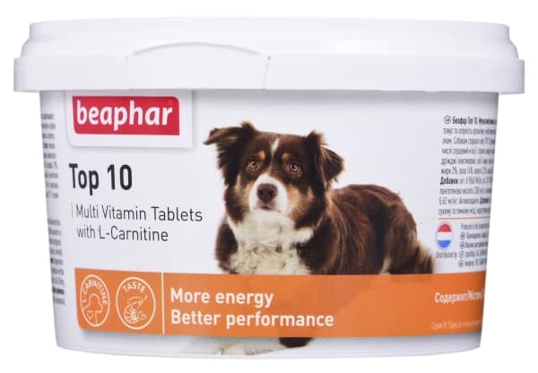Beaphar Top 10, Hund, Blokk, Generelle helsefordeler, Vitamin A, Vitamin B1, Vitamin B12, Vitamin B2, Vitamin B3, Vitamin B6, Vitamin D3, Vitamin E,.
