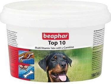 Beaphar Top 10, Hund, Blokk, Generelle helsefordeler, Vitamin A, Vitamin B1, Vitamin B12, Vitamin B2, Vitamin B3, Vitamin B6, Vitamin D3, Vitamin E,.