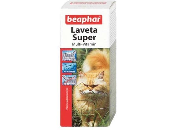 Beaphar Laveta Super, Katt, Dråper, Vitamin B1, Vitamin B12, Vitamin B2, Vitamin B6, Vitamin E, Vitamin H (biotin), Kalsium, Phosphorus, Natrium, 50
