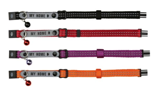 TRIXIE 41576, katt, halsband med adressetikett, svart, orange, lila, röd, nylon